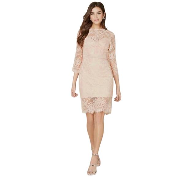 Bebe Slit Lace Mini Dress Blush Pink Women’s 4 Bridalcore Balletcore Coquette - Picture 14 of 16